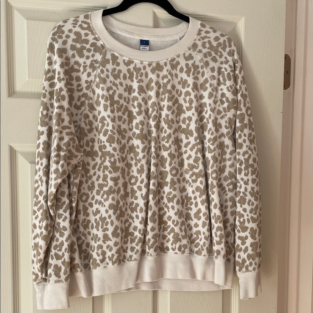 Old Navy Cream and Tan Animal Print Sweater